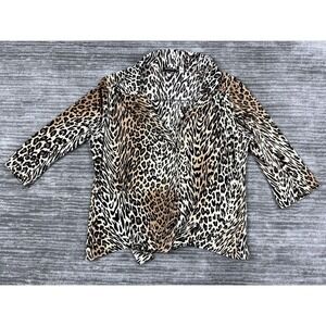 Unique Spectrum Top Womens 2X Ombre Animal Print Button Up 3/4 Sleeve Casual